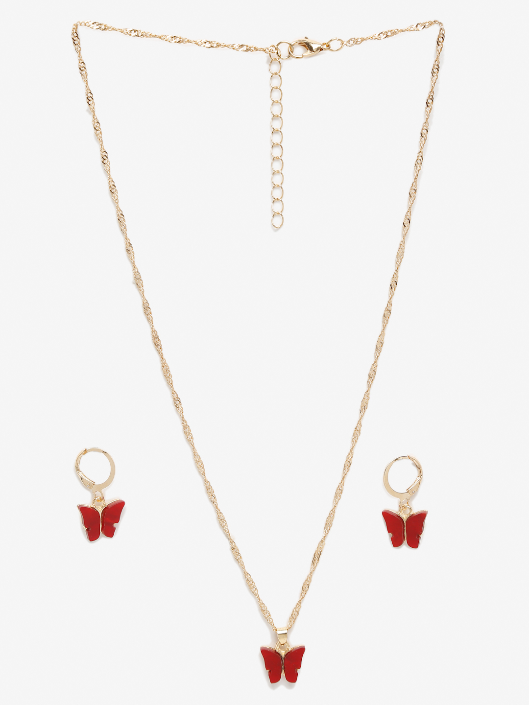 YouBella By Youbella Gold-Plated Red Butterfly Shaped Jewellery Set